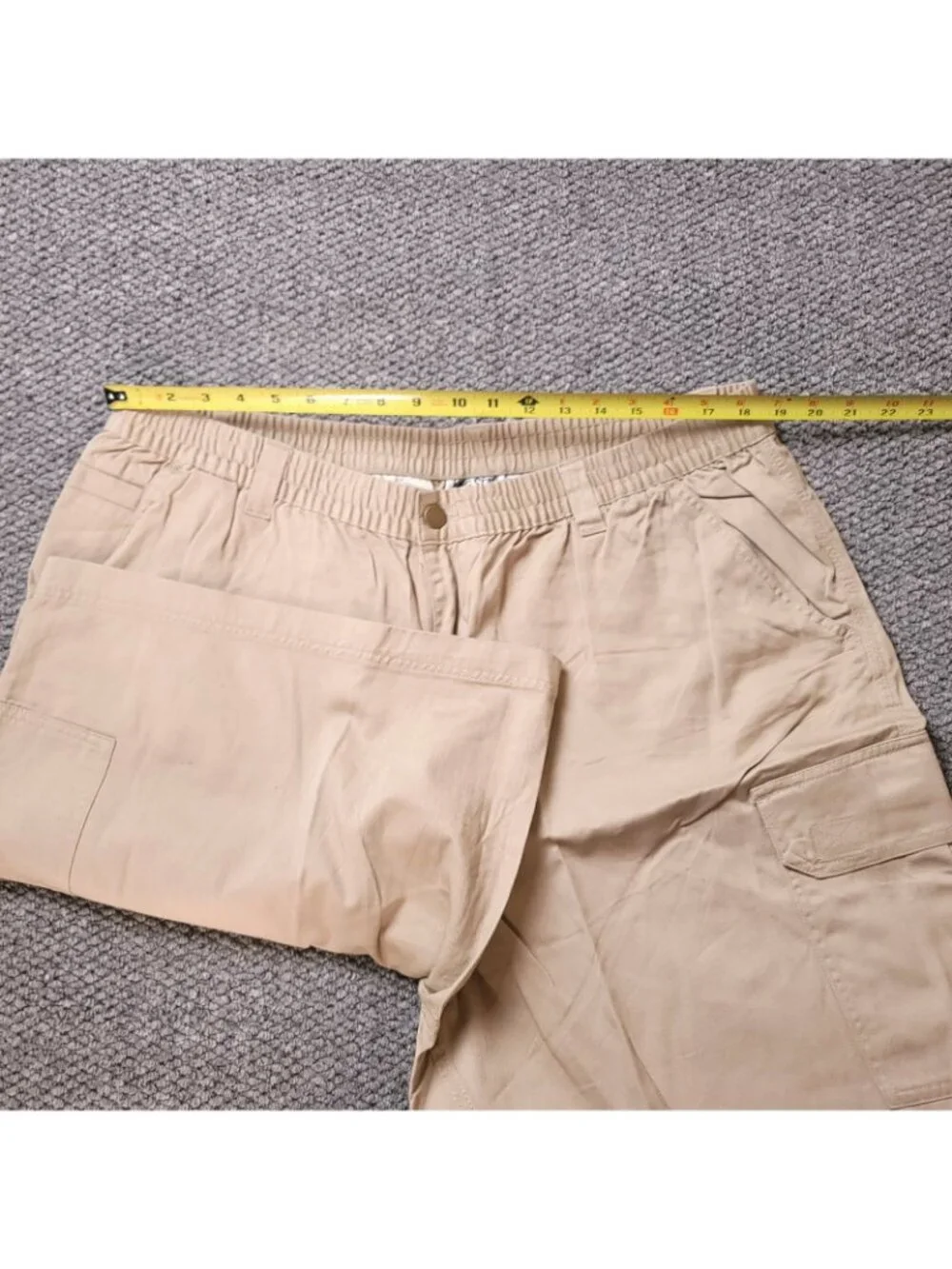 KingSize Cargo Shorts Mens 46 Big Tall Khaki Elastic LL Chino y2K Beige